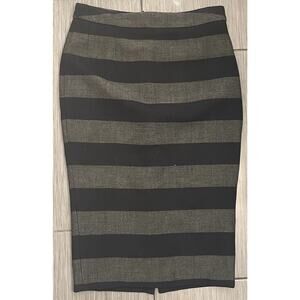G.I.L.I. Stretch Twill Lined Pencil Skirt Gray and Black Stripe Size 6 Lined
